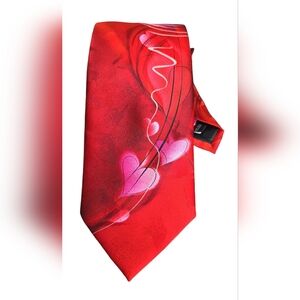 Jerry Garcia "Scales"  Collection 61 Red Abstract heart love 100% Silk tie EUC